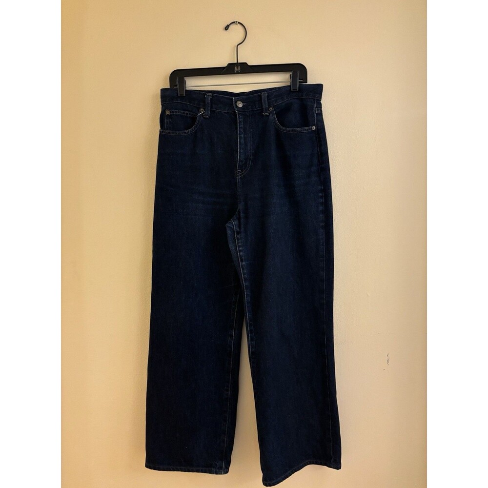 Uniqlo Women’s High Waisted Wide Leg Denim Jeans Size 29 Dark Wash
